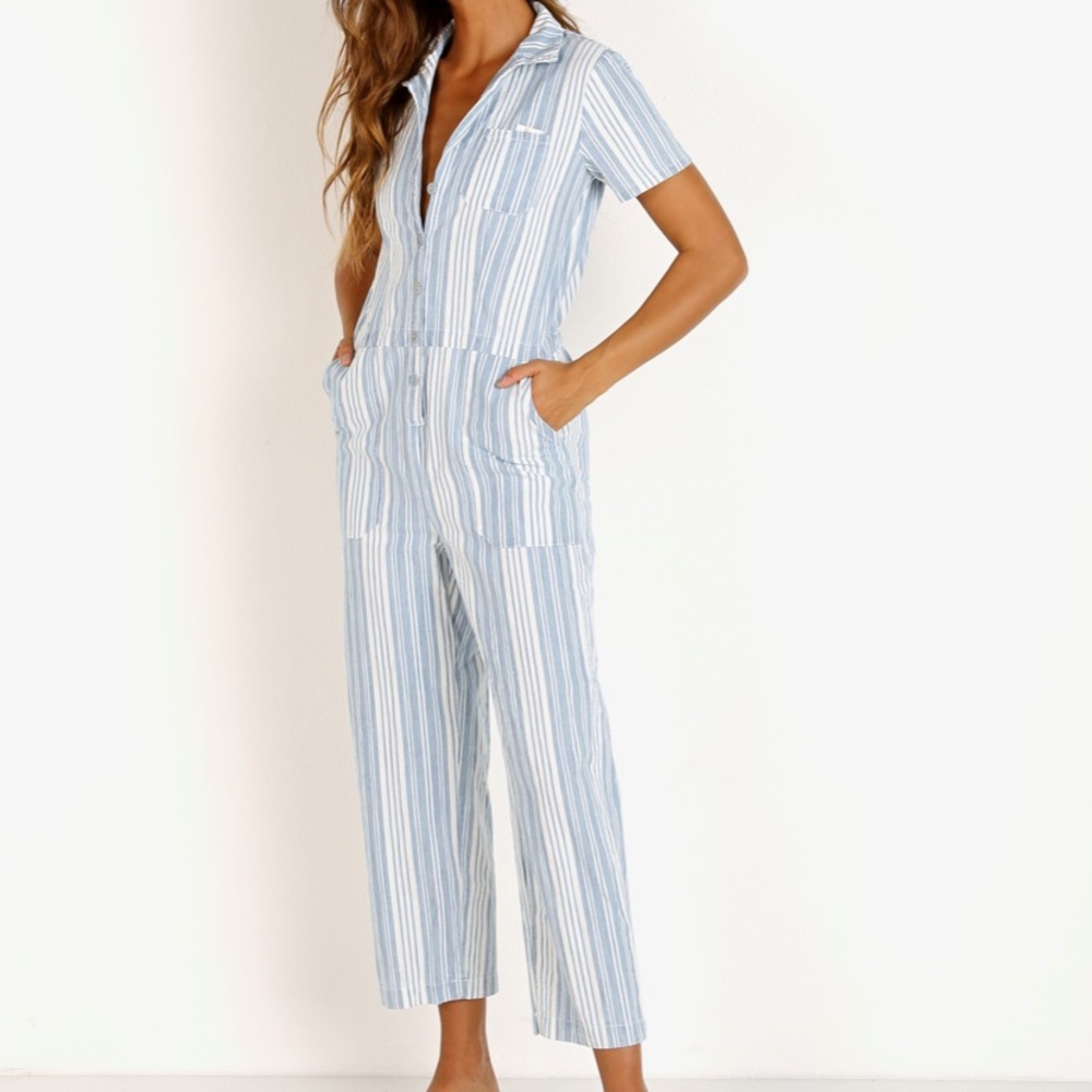 LACAUSA Indigo stripe Montana jumpsuit